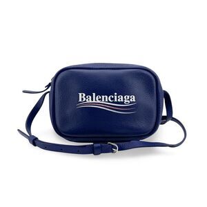 Balenciaga Everyday Camera Printed Leather Blue Leather Handbag